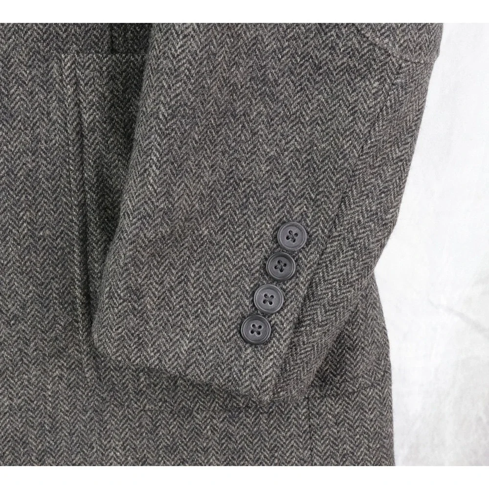 Banana Republic Tweed Sport Coat 38R Grey Herringbone Moon British Wool Blazer